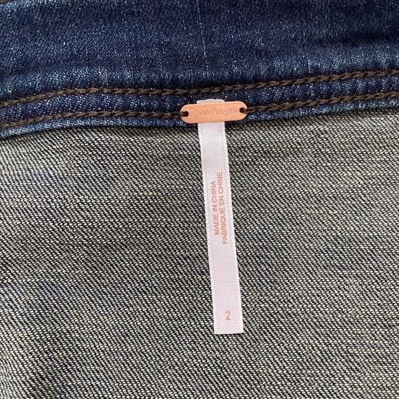 Free People Dark Wash Snap Up Denim Mini Skirt - Picture 7 of 11